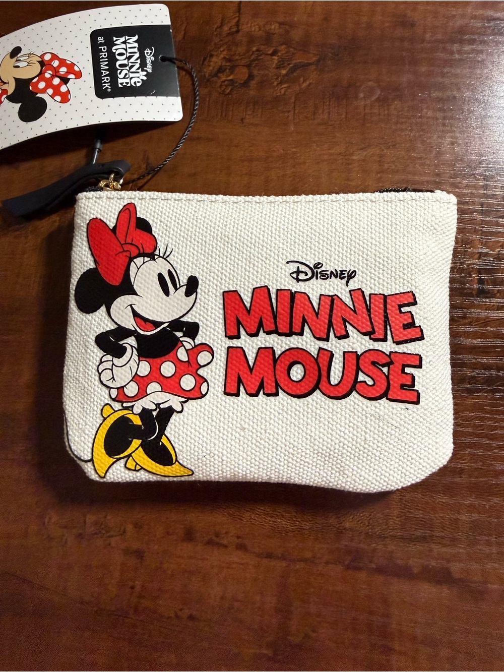 Primark x Disney Minnie Mouse Cream Cosmetic Pouch with Red Accents *NWT